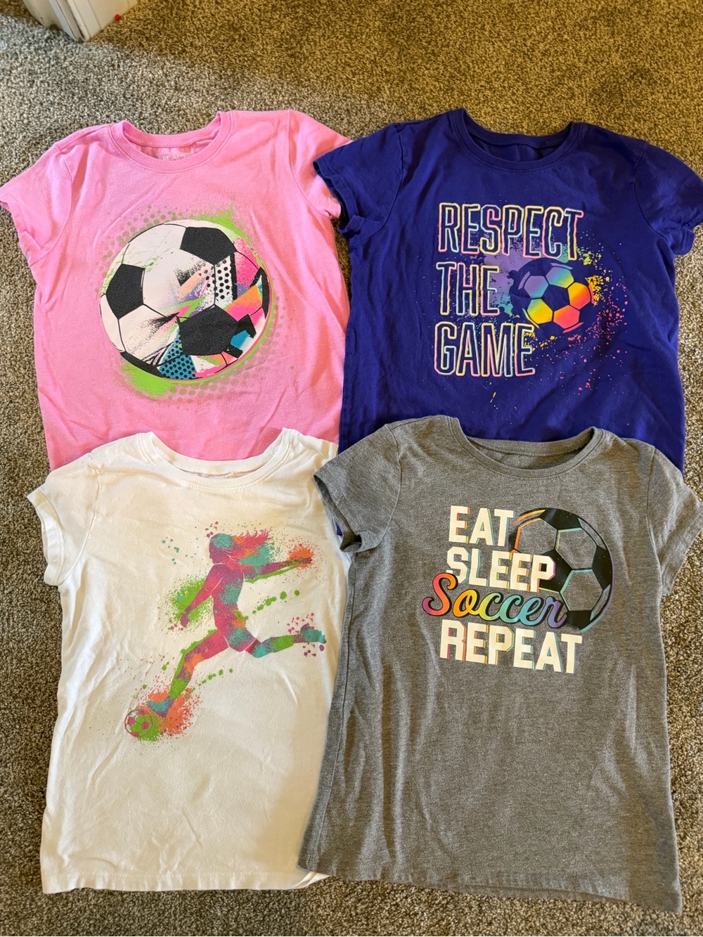 The Children's Place Soccer Graphic Tee Pack - Pink, Purple, White, Gray